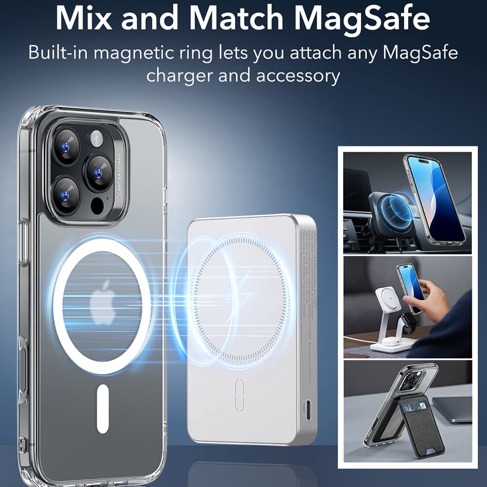 ESR Classic Hybrid HaloLock pro iPhone 16 Pro matně průhledný - náhled 4