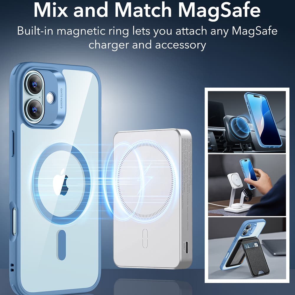 ESR Classic Hybrid HaloLock pro iPhone 16 průhledná modrá - náhled 4