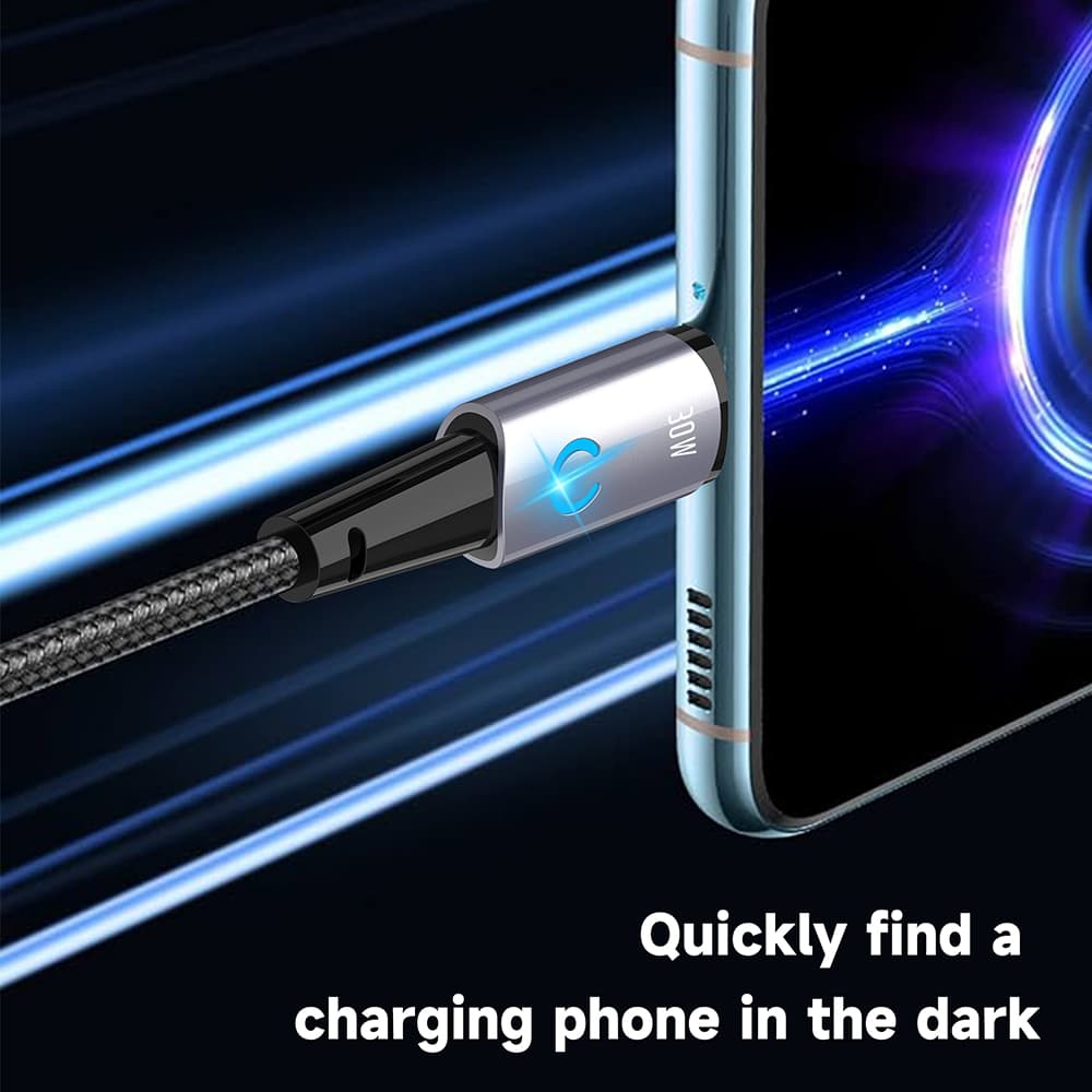 Lito Datový kabel LD10CL Type-C na Lightning Rychlonabíjecí 30W s LED 1m černý - náhled 4