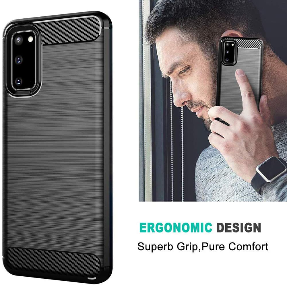 Techsuit Karbon Silikon Samsung Galaxy S20 4G S20 5G Černá - náhled 4