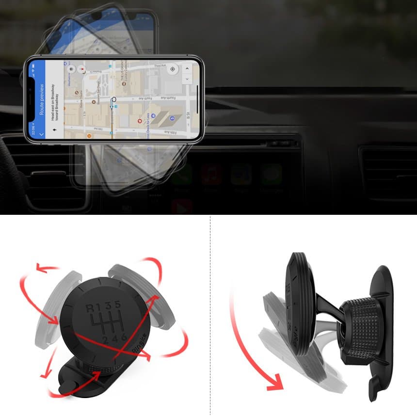 Ringke Držák do auta Gear Mount Design na palubní desku Černý - náhled 4