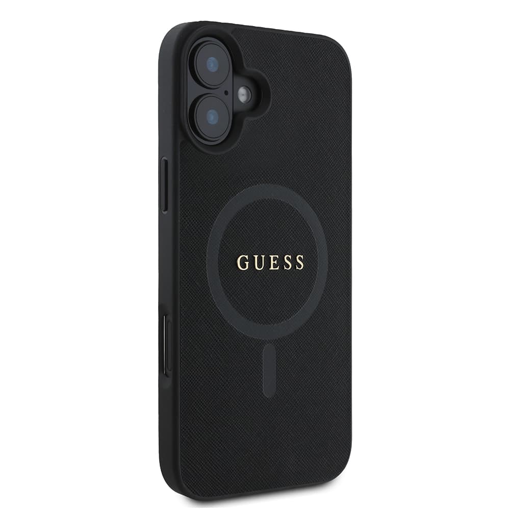 Guess Saffiano Classic Logo MagSafe pouzdro iPhone 16 Plus černé - náhled 4