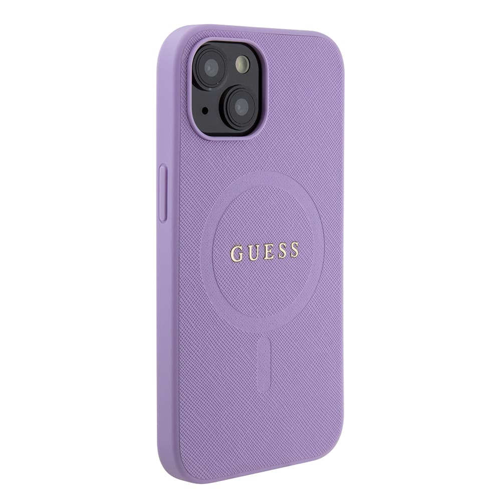 Guess Saffiano MagSafe GUHMP15SPSAHMCU iPhone 15 fialová - náhled 4