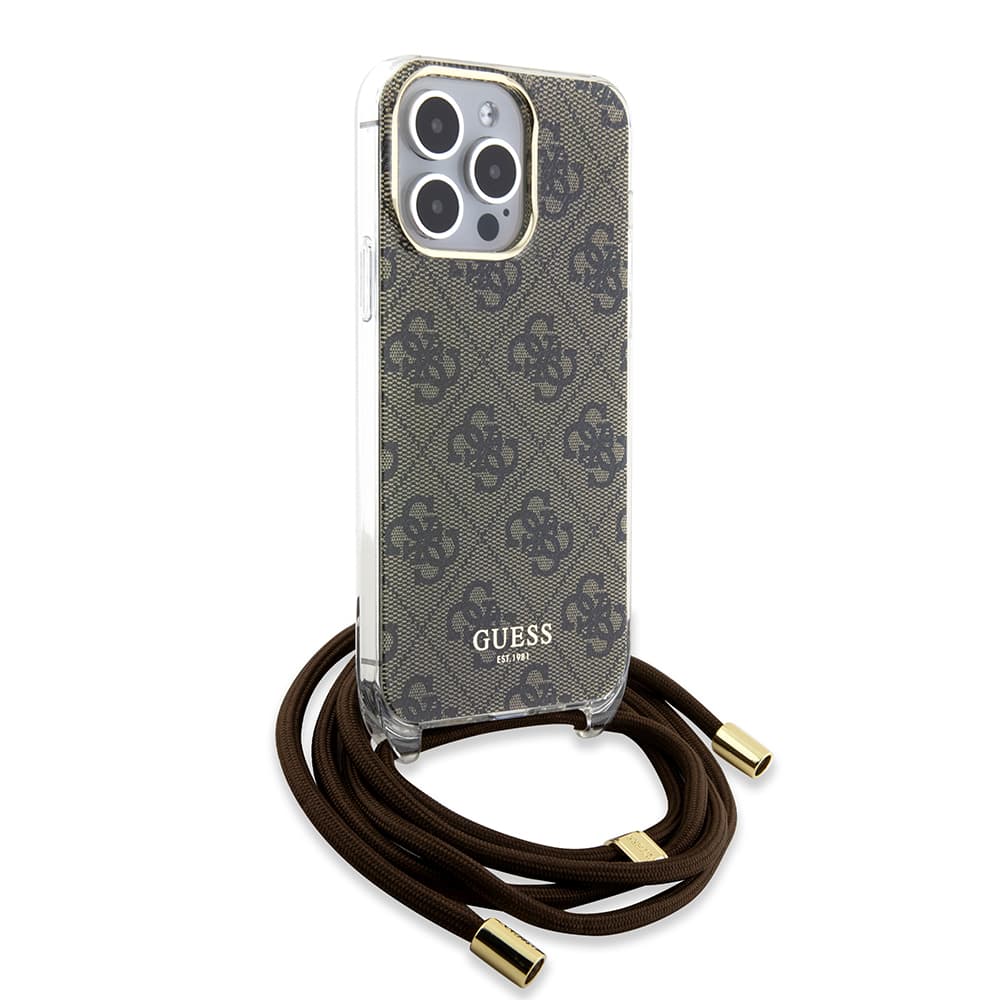 Guess Crossbody Cord 4G Print GUHCP15LHC4SEW iPhone 15 Pro hnědá - náhled 4