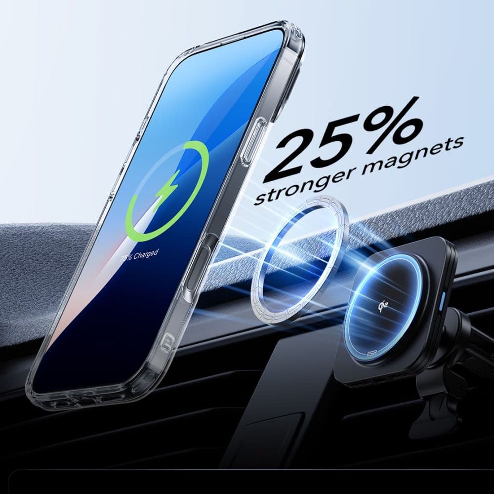ESR Classic Hybrid HaloLock Kickstand s tvrzeným sklem iPhone 16 Pro čirý - náhled 4