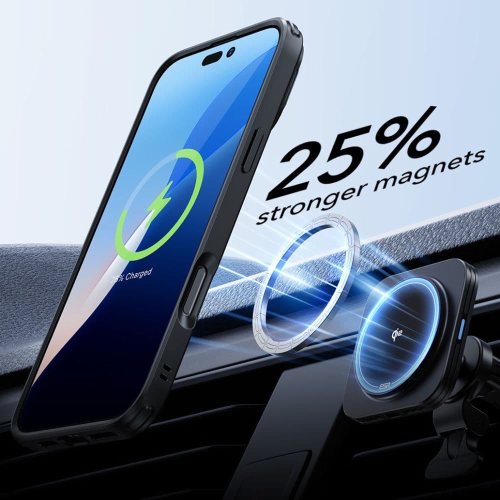 ESR Classic Hybrid HaloLock Kickstand + Tvrzené sklo iPhone 16 Pro černá průhledná - náhled 4