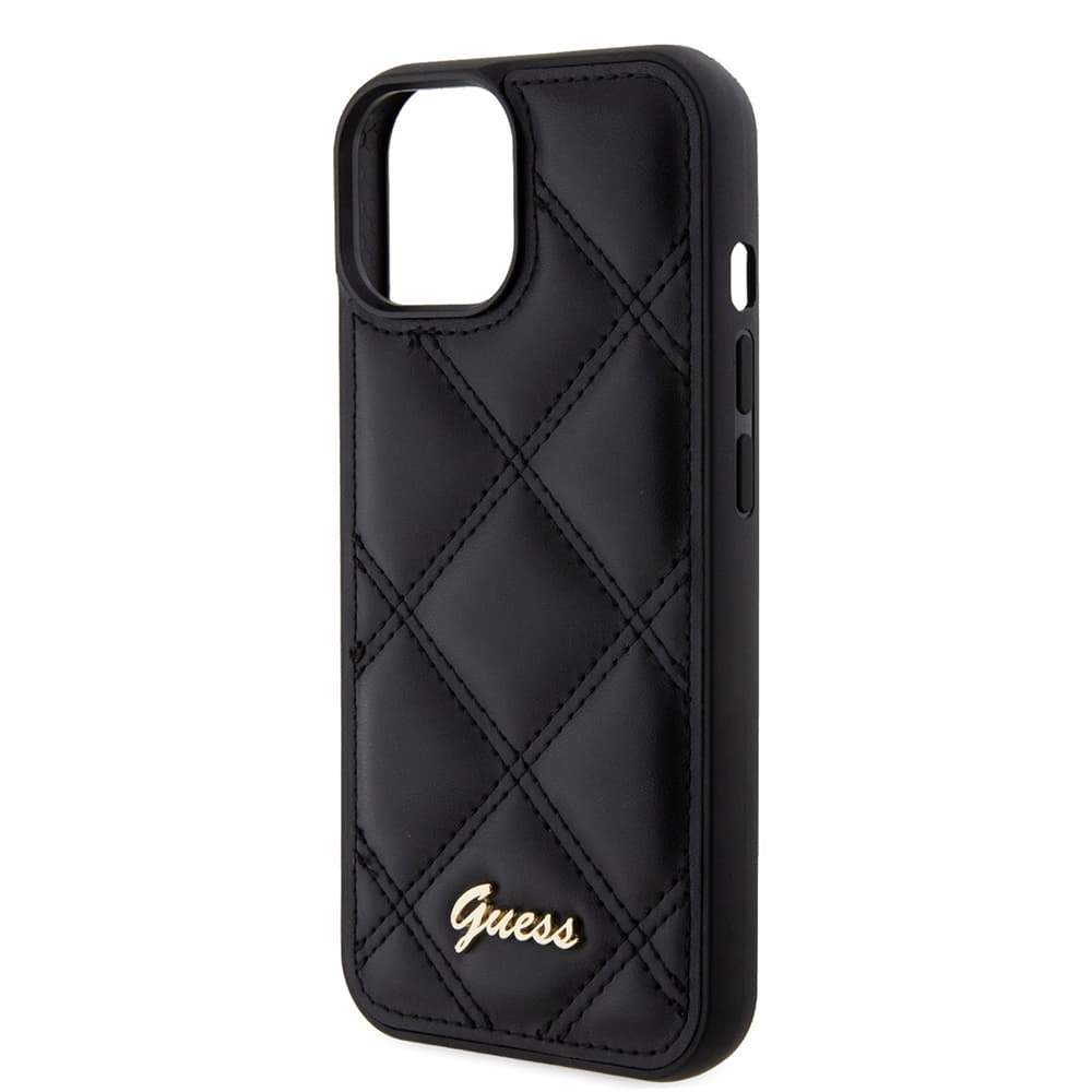 Guess Quilted Metal Logo GUHCP15SPSQSQSK iPhone 15 černá - náhled 4
