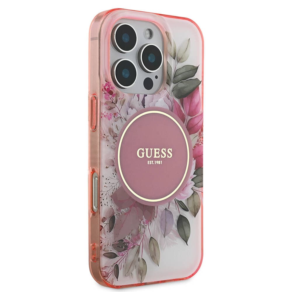 Guess IML Flower &amp; Tonal Circle MagSafe pro iPhone 16 Pro Max růžová - náhled 4
