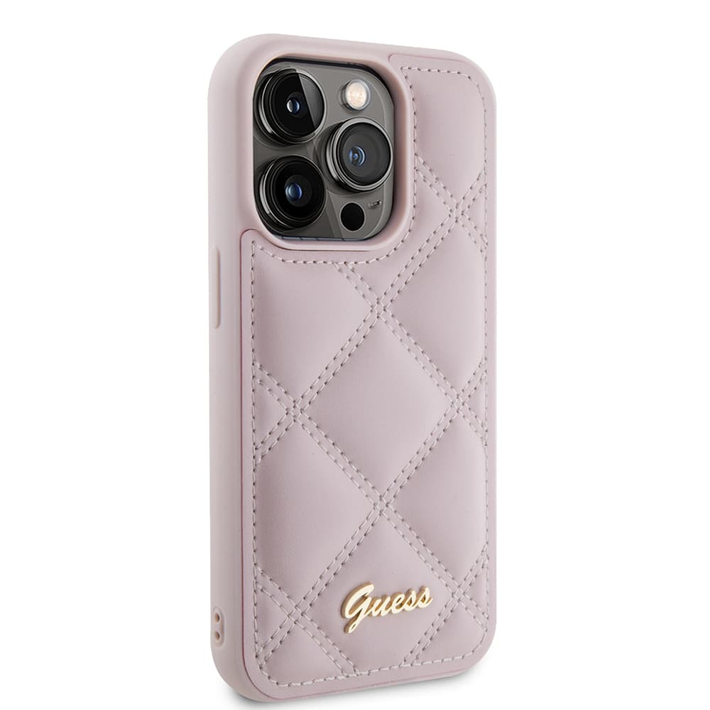 Guess Quilted Metal Logo GUHCP15LPSQSQSP iPhone 15 Pro růžová - náhled 4