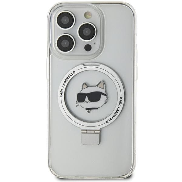 Karl Lagerfeld Hardcase Ring Stand MagSafe iPhone 15 Pro Max bílá Choupette Head - náhled 4