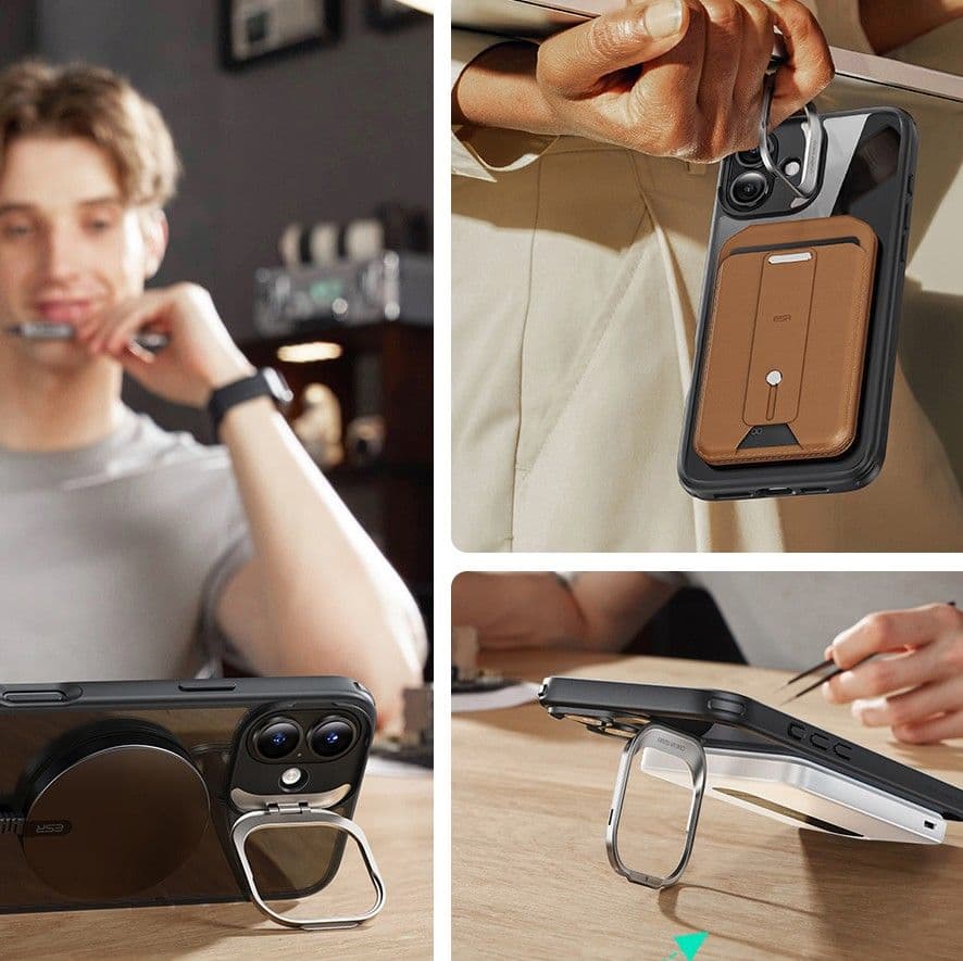 ESR Classic Hybrid HaloLock Kickstand + Tvrzené sklo iPhone 16 Plus černá - náhled 4