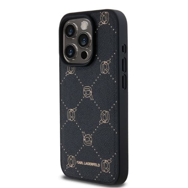Karl Lagerfeld Leather MagSafe iPhone 15 Pro Karl Head růžová - náhled 4