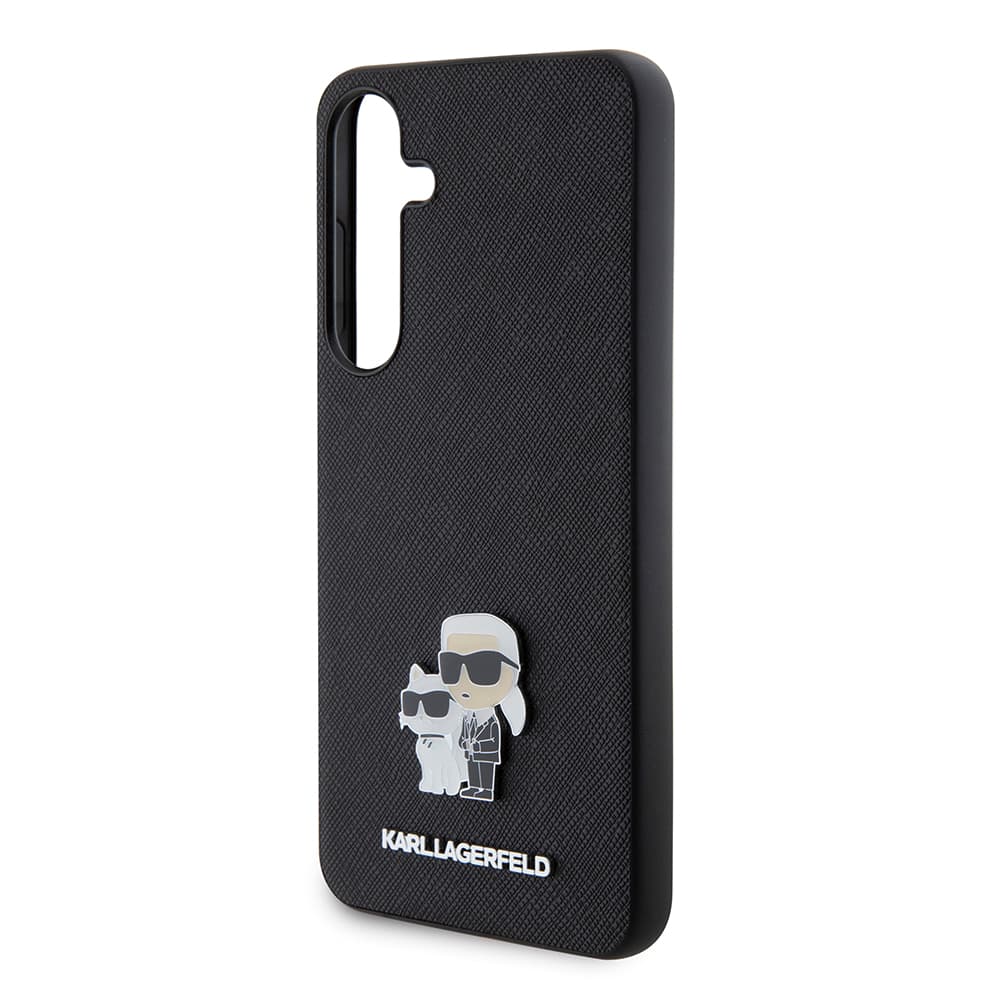 Karl Lagerfeld Saffiano pouzdro růžové pro Samsung Galaxy S24 Plus Karl&amp;Choupette Metal Pin - náhled 4