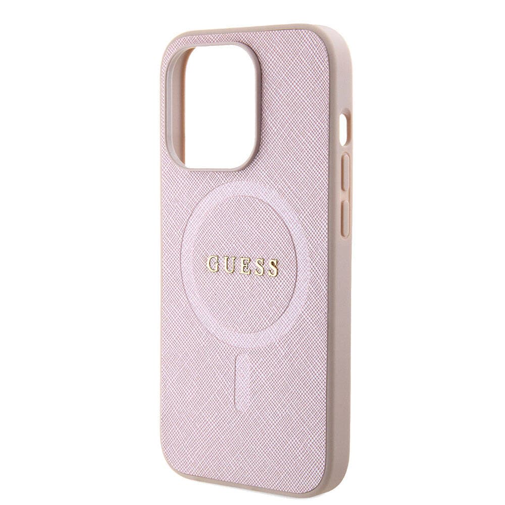 Guess Saffiano MagSafe pouzdro iPhone 15 Pro růžová - náhled 4
