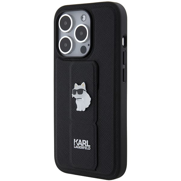 Karl Lagerfeld Saffiano Gripstand iPhone 14 Pro Choupette růžová - náhled 4