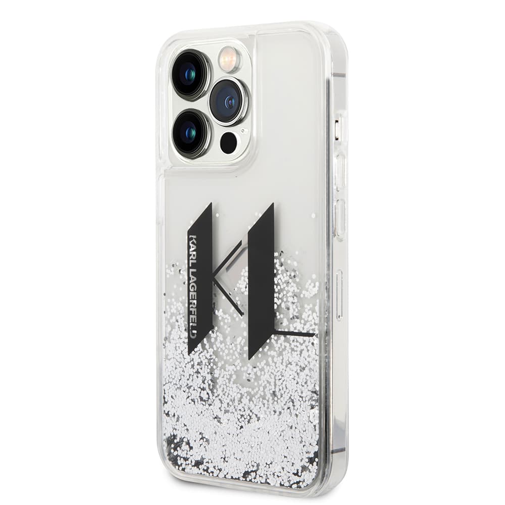 Karl Lagerfeld Hardcase Liquid Glitter iPhone 14 Pro velký KL černá - náhled 4