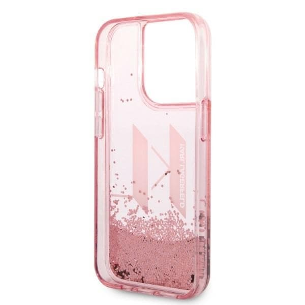 Karl Lagerfeld pouzdro Glitter iPhone 14 Pro růžové Liquid Big KL - náhled 4