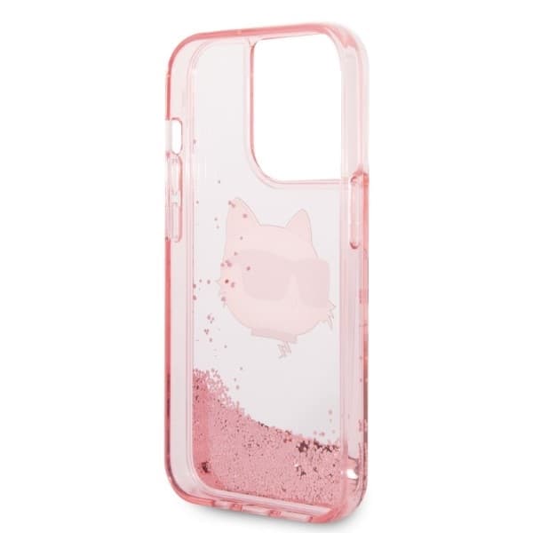 Karl Lagerfeld Hardcase Glitter iPhone 14 Pro růžová Choupette Head - náhled 4