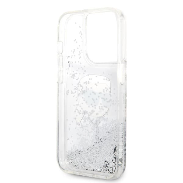 Karl Lagerfeld Hardcase Glitter iPhone 14 Pro stříbrný Karl Head - náhled 4