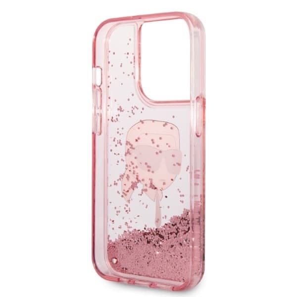 Karl Lagerfeld Hardcase Glitter iPhone 14 Pro růžová Karl Head - náhled 4