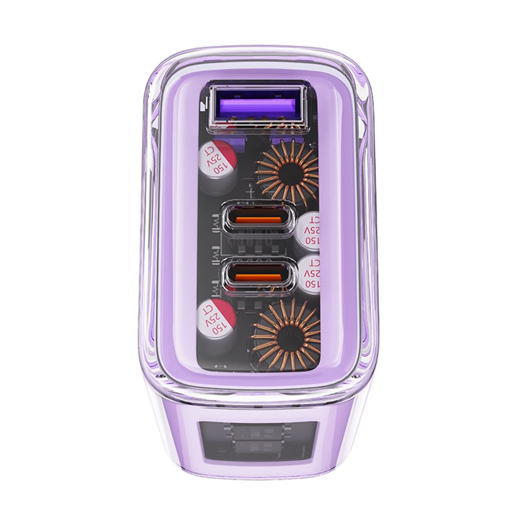 Acefast nabíječka do zdi Exploration Series A45 2x USB-C USB GaN PD65W rychlé nabíjení fialová - náhled 4