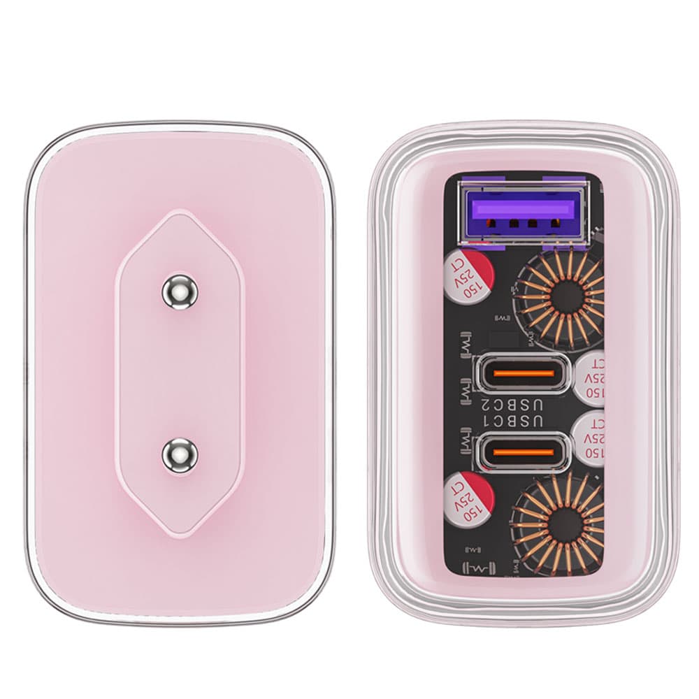Nabíječka na zeď Acefast Exploration Series A45 2x USB-C USB GaN PD65W Rychlé nabíjení třešňový květ - náhled 4