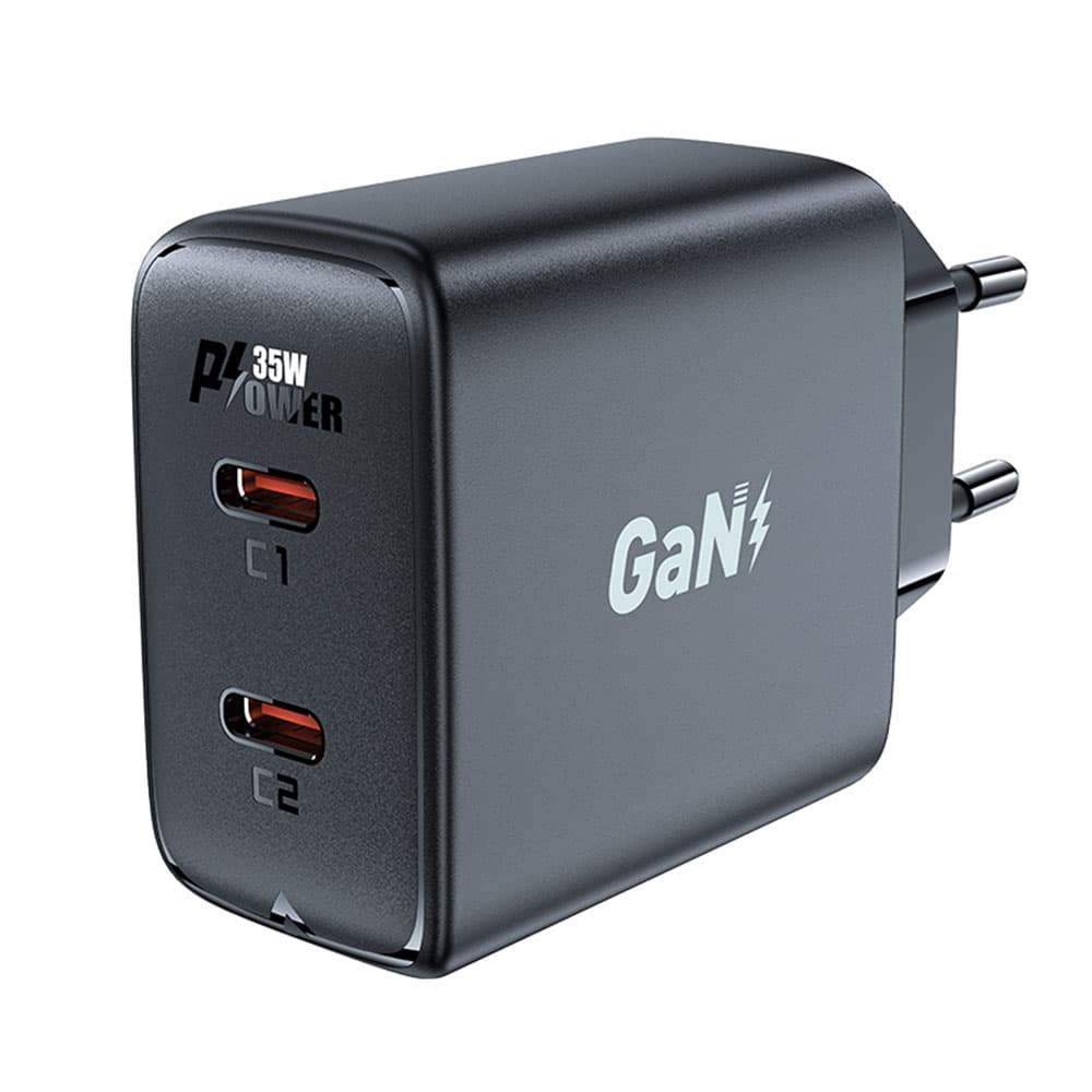 Acefast Wall Charger A49 2x Type-C univerzální nabíječka GaN PD35W černá - náhled 4