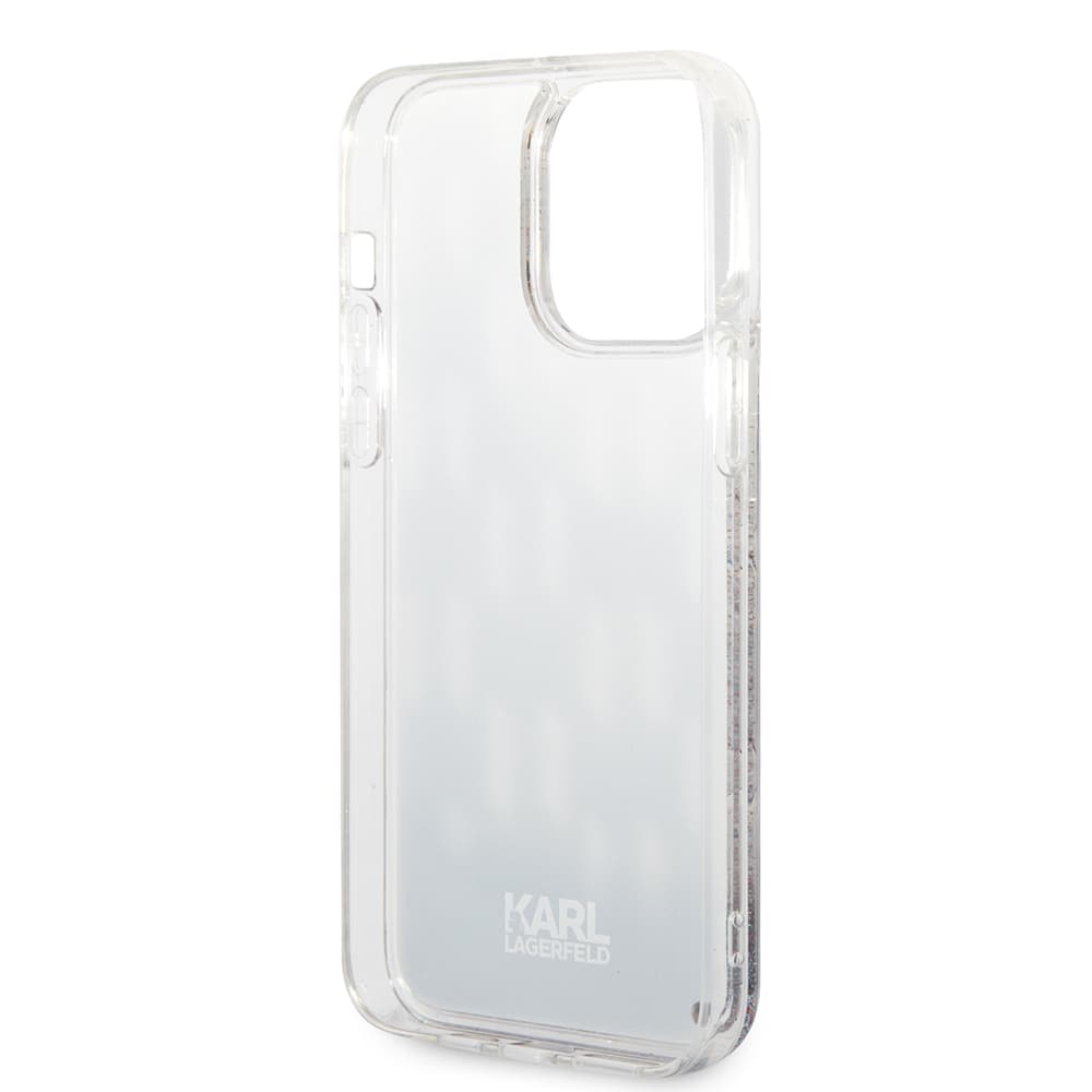 Karl Lagerfeld Hardcase Liquid Glitter iPhone 14 Pro Max Monogram stříbrná - náhled 4