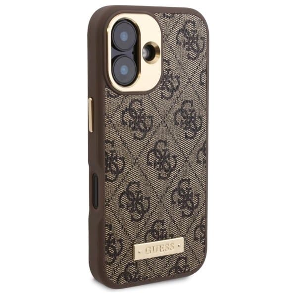Guess Hardcase 4G Logo Plate MagSafe iPhone 16 hnědý - náhled 4