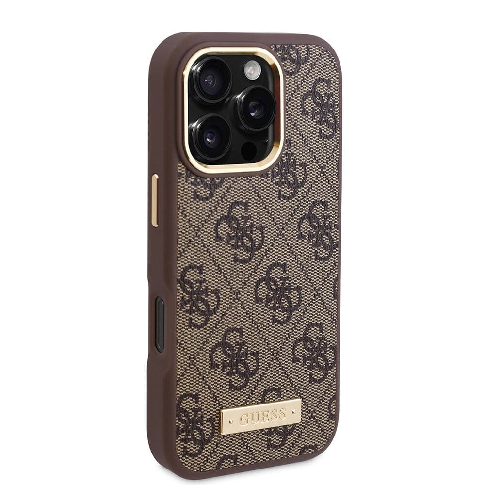 Guess Hardcase 4G Logo Plate MagSafe iPhone 16 Pro modrá - náhled 4