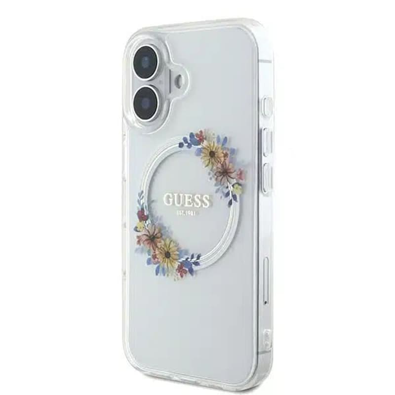Guess IML Flowers Wreath MagSafe GUHMP16SHFWFCT iPhone 16 průhledný - náhled 4