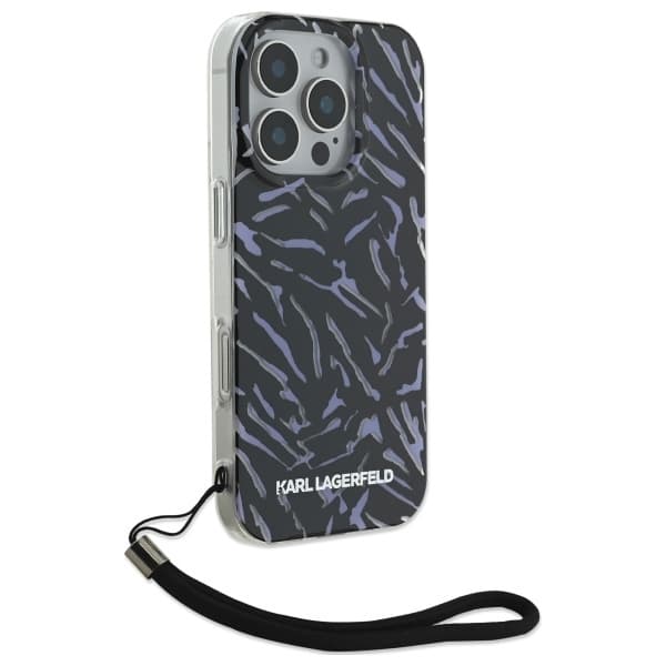 Karl Lagerfeld Hardcase iPhone 16 Pro Max fialová zebra s šňůrkou - náhled 4