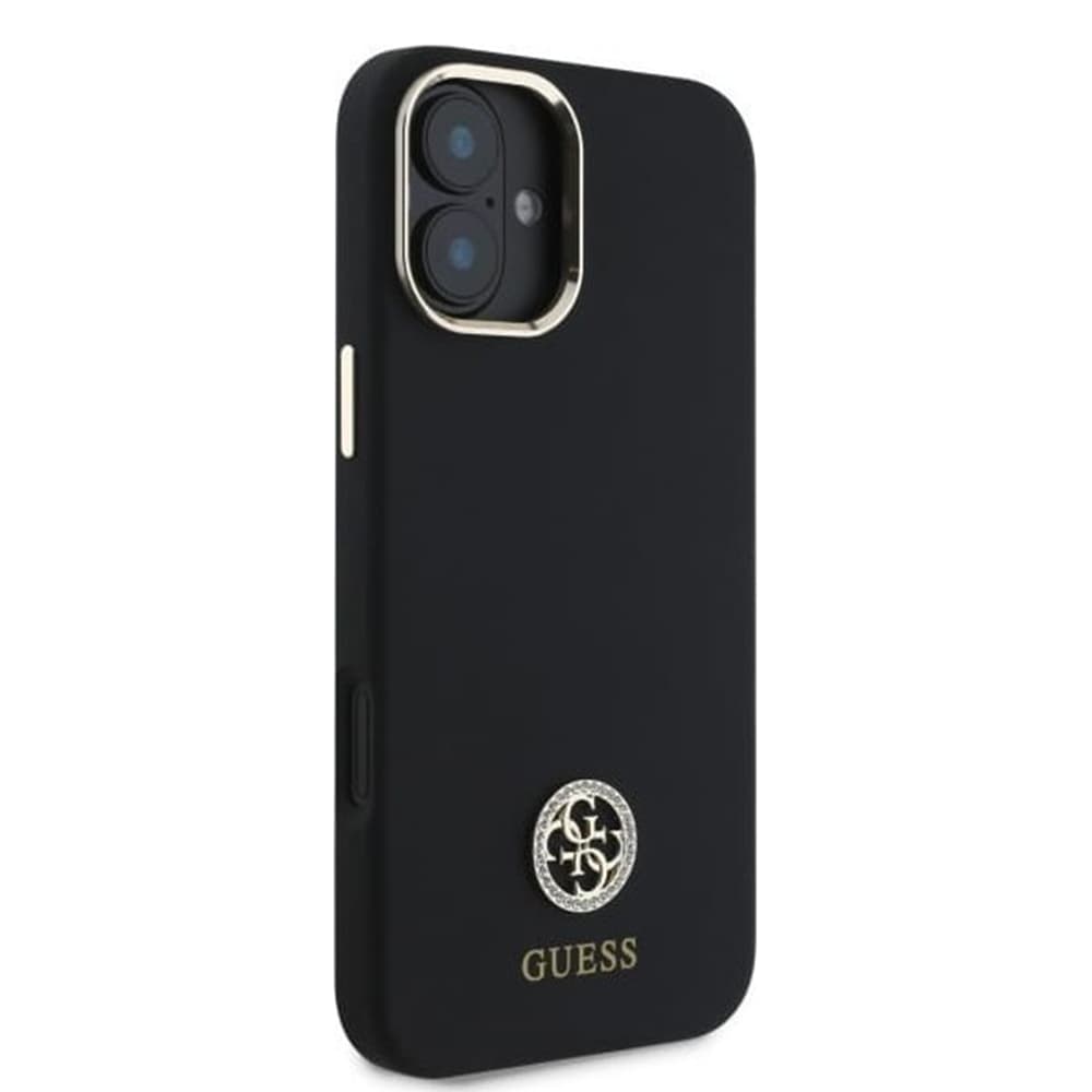 Guess Silicone Logo Strass 4G pouzdro iPhone 16 černé - náhled 4