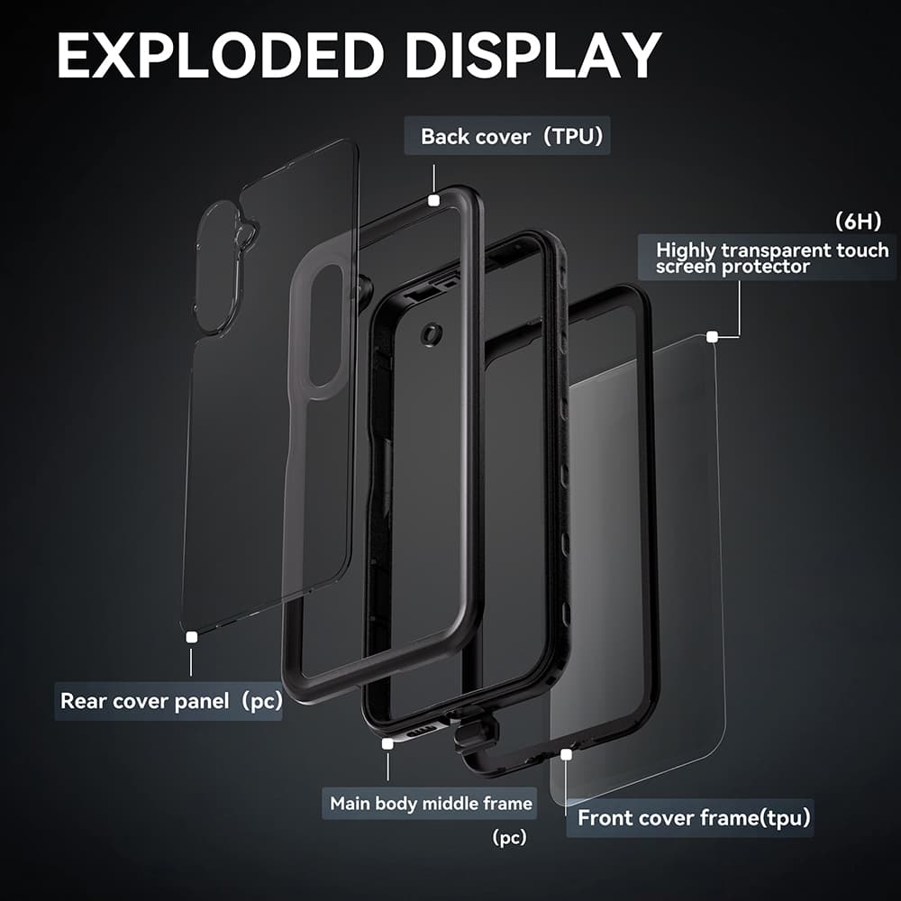 ShellBox Vodotěsné pouzdro IP68 Samsung Galaxy A16 4G A16 5G černé - náhled 4