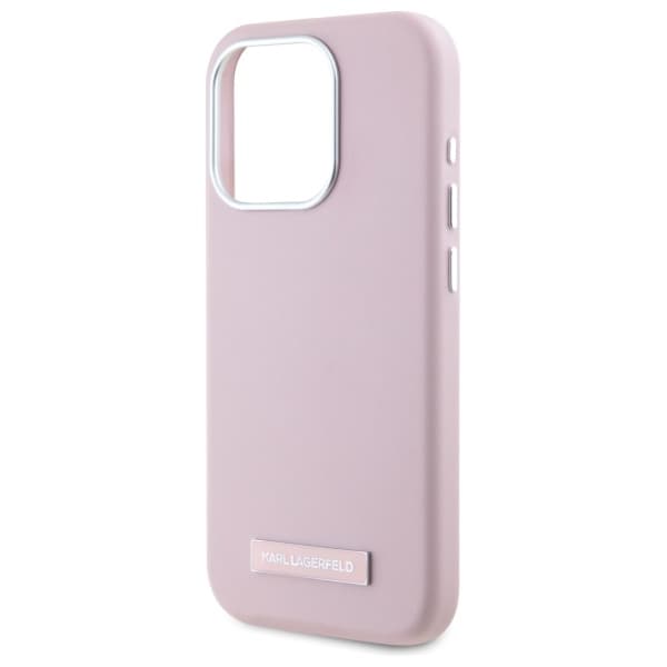 Karl Lagerfeld Leather MagSafe iPhone 15 Pro Max růžová FW Metal Plate - náhled 4