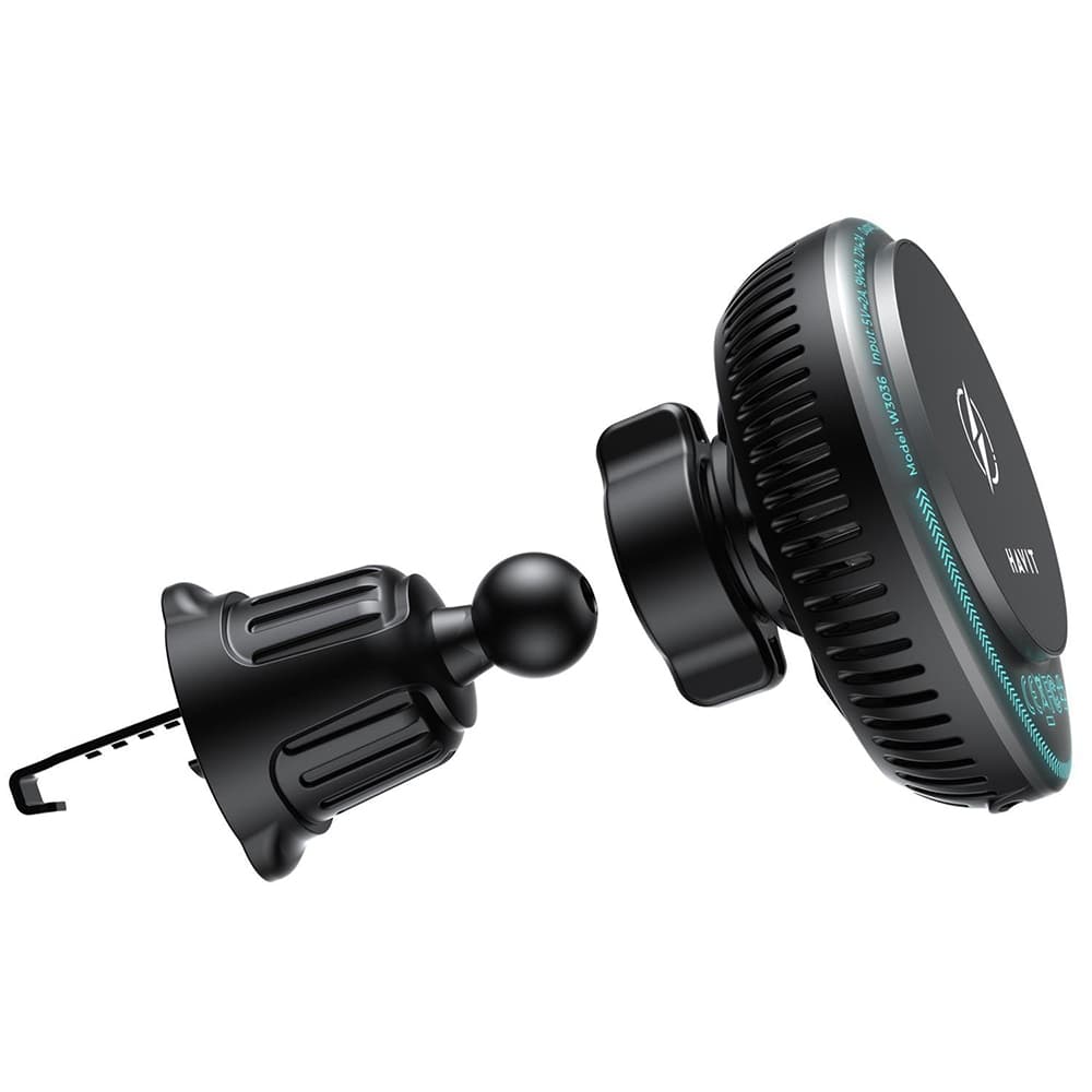 Havit Držák do auta s bezdrátovým nabíjením W3036 s chlazením na ventilaci 15W černý - náhled 4