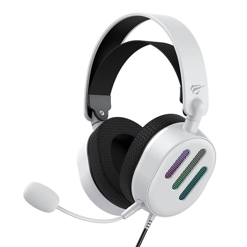 Havit H2038U drátová herní sluchátka USB RGB osvětlení mikrofon bílá - náhled 4