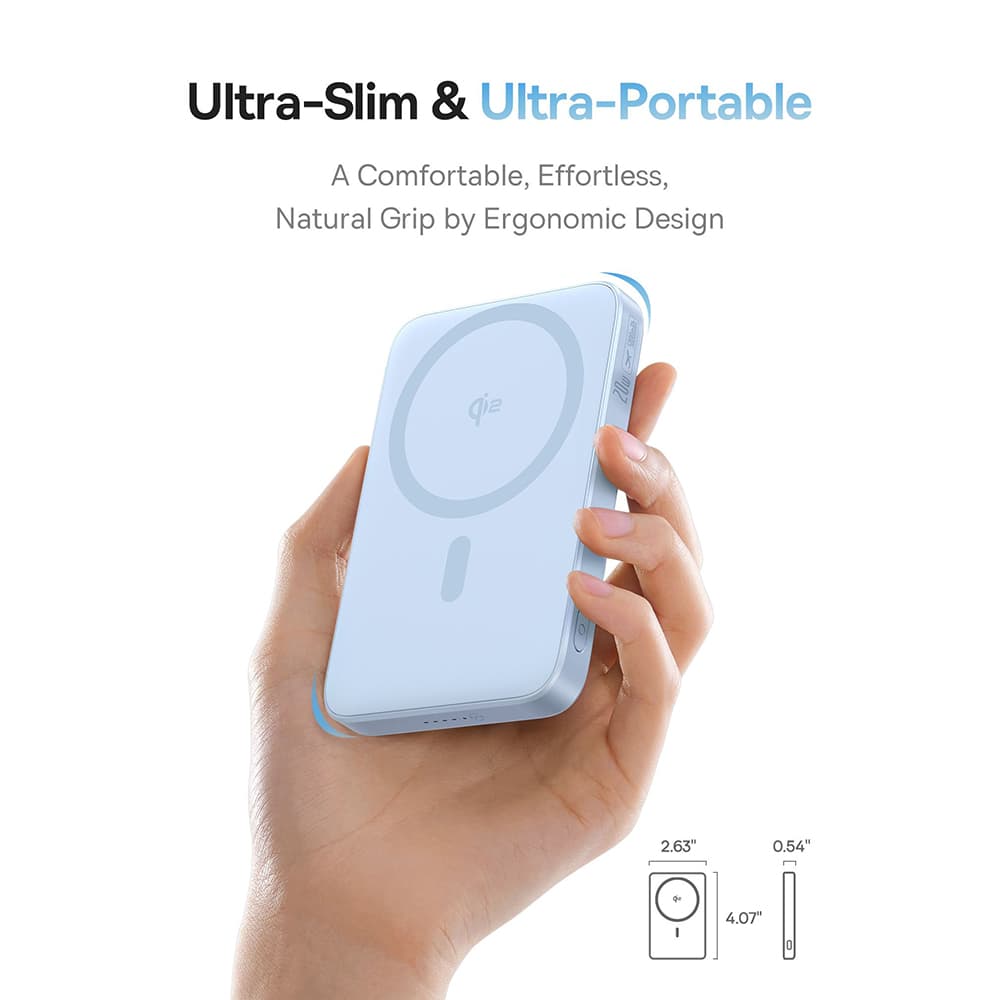 Baseus Power Bank PicoGo 5000mAh modrá s otočným stojánkem a kabelem Type-C - náhled 4