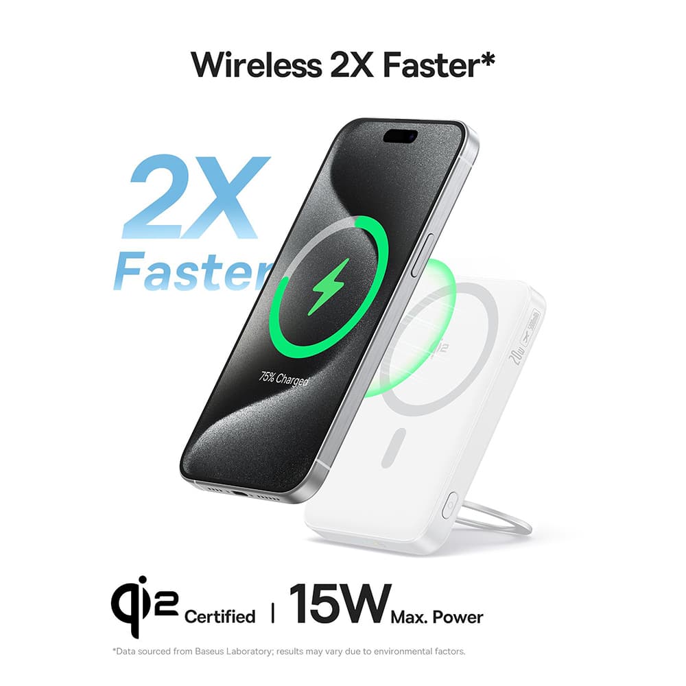 Baseus Power Bank PicoGo 5000mAh bílá s otočným stojánkem a kabelem Type-C - náhled 4