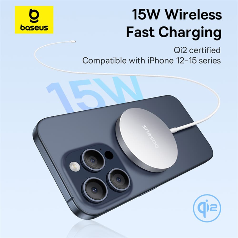 Baseus Magnetic Wireless Charger Simple Mini4 Air 15W mrazivě stříbrná - náhled 4