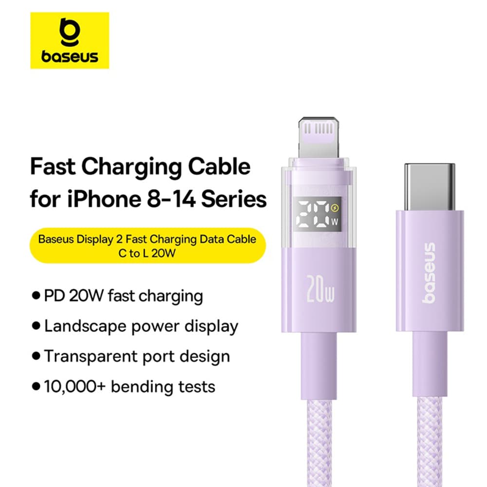 Baseus Data Cable Display 2 20W 2m Nebula fialová - náhled 4