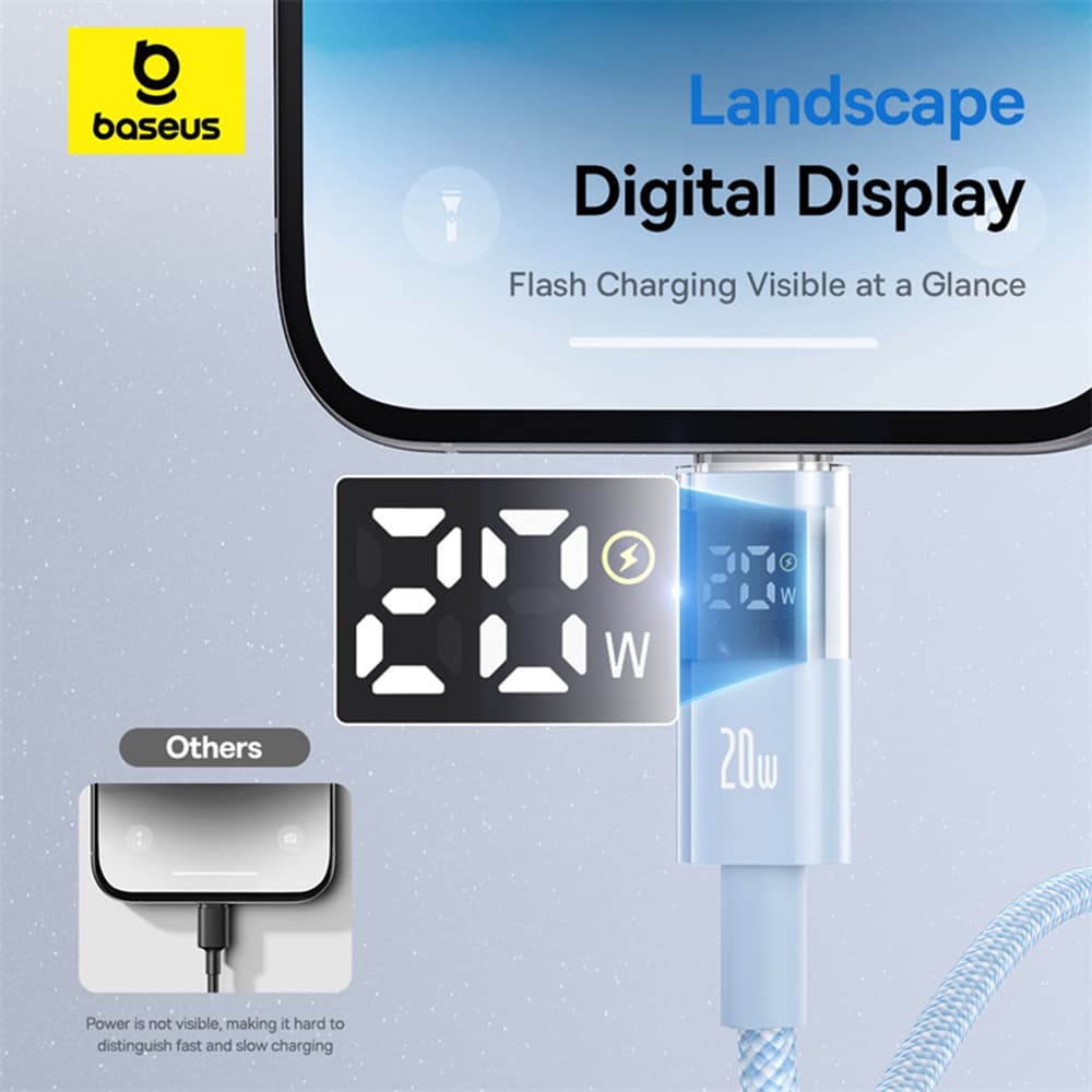 Baseus Data Cable Display 2 Rychlonabíjecí Type-C na Lightning Digitální displej 20W 2m modrá Galaxy - náhled 4