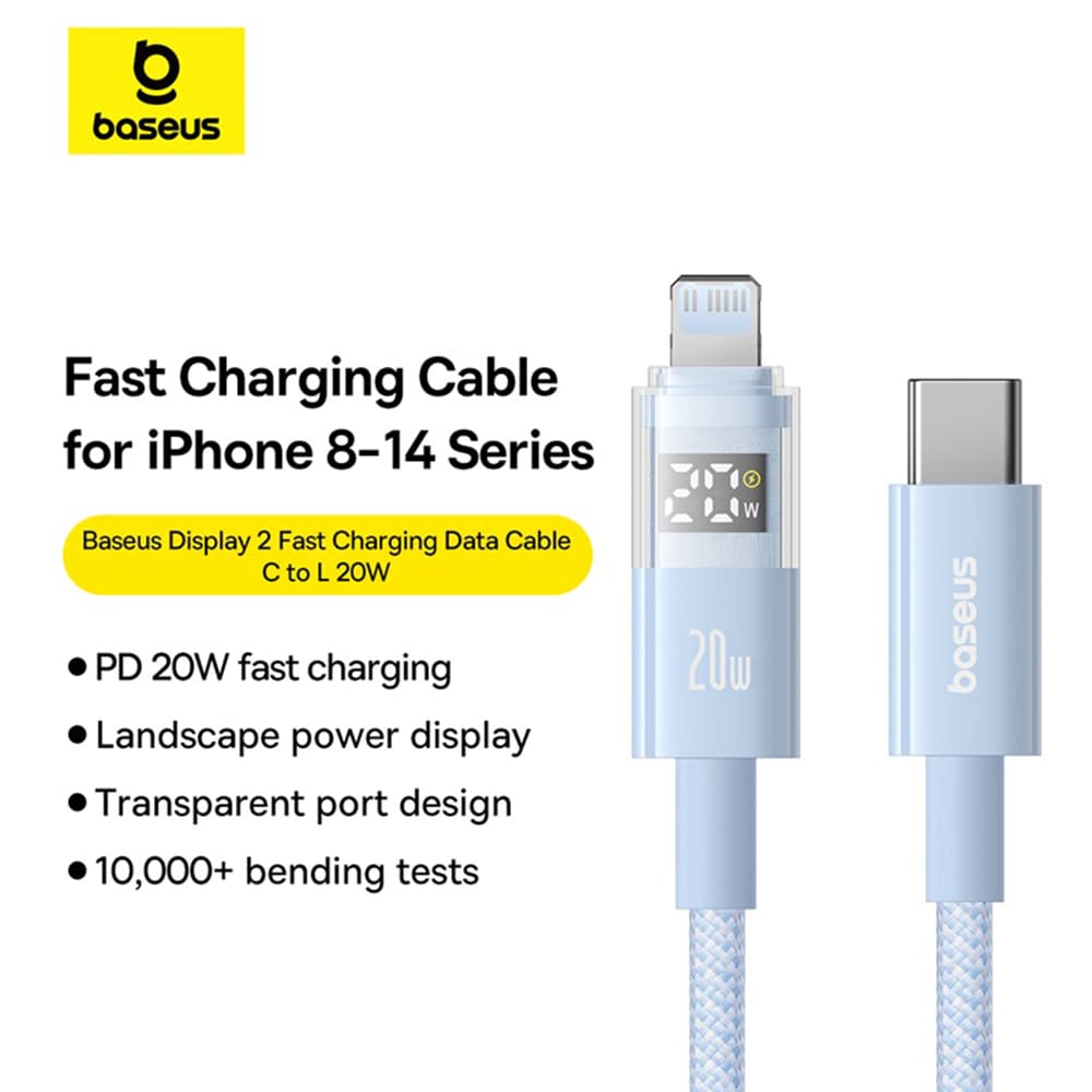 Baseus Data Cable Display 2 Rychlonabíjecí Type-C na Lightning Digitální displej 20W 1m Galaxie modrá - náhled 4
