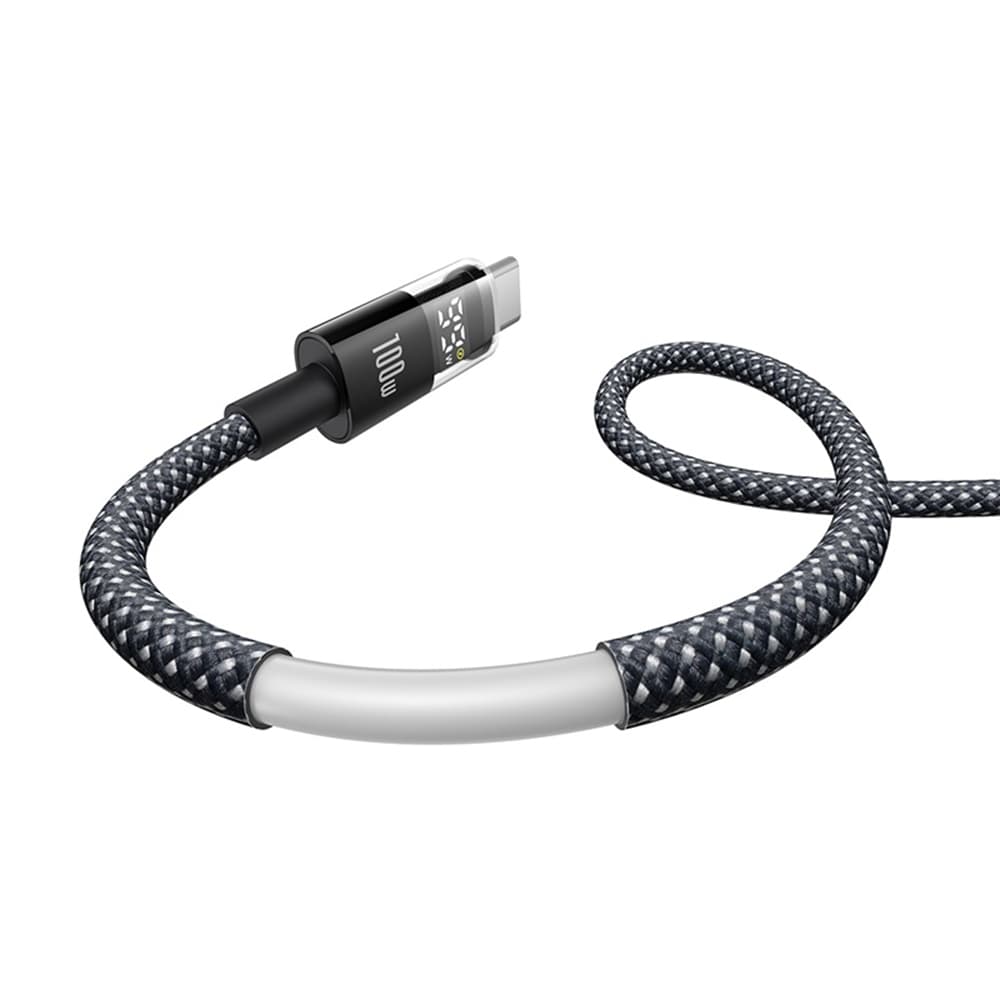 Baseus Data Cable Display 2 Rychlonabíjecí USB na Type-C Digitální Displej 100W 1m Kosmická Černá - náhled 4