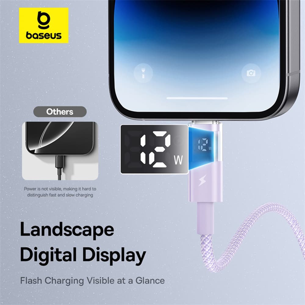Baseus Data Cable Display 2 USB na Lightning Rychlé nabíjení 1m Fialová - náhled 4