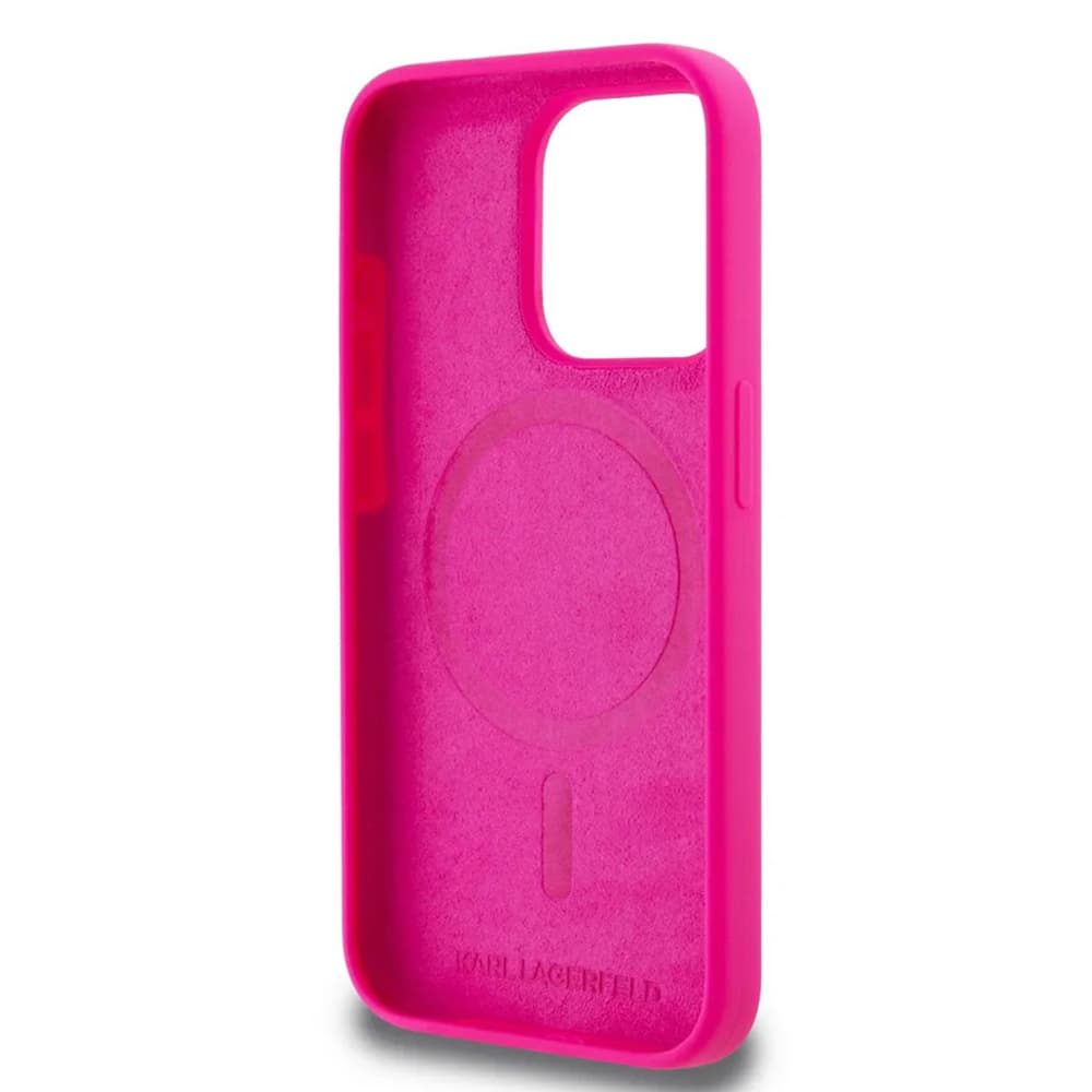 Karl Lagerfeld silicone MagSafe iPhone 15 Pro Max fuchsia Karl's Head - náhled 4