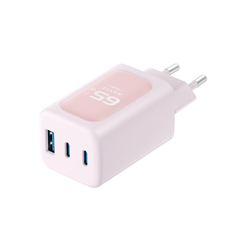 Havit Wall Charger UC260 EU 2x USB-C USB 65W růžová - náhled 4