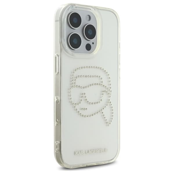 Karl Lagerfeld IML Rhinestones iPhone 16 Pro Max průhledný Karl Head - náhled 4