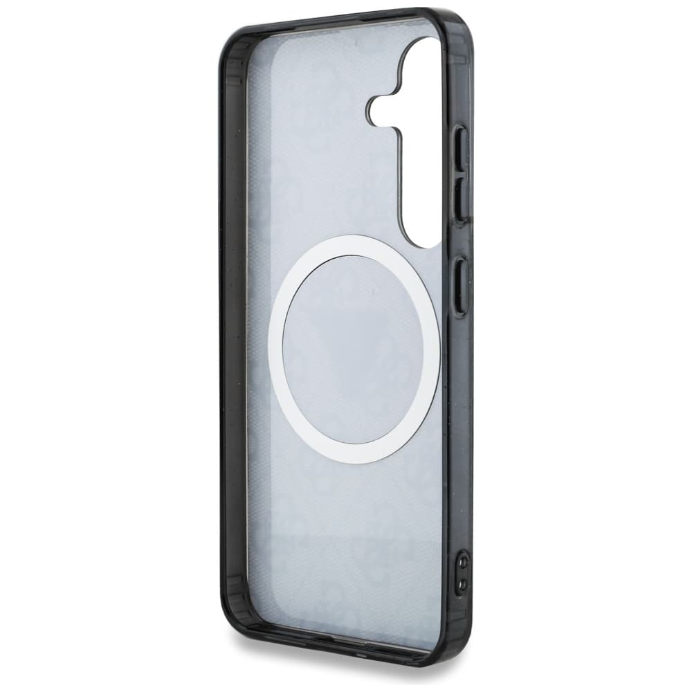 Guess IML Metal Glitter 4G Circle Triangle MagSafe Samsung Galaxy S25 černá - náhled 4