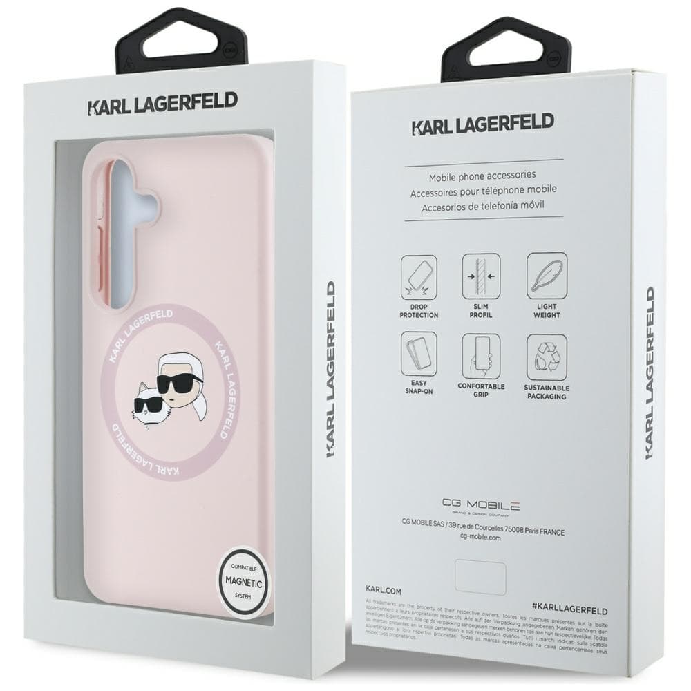 Karl Lagerfeld Silicone Double Heads MagSafe Samsung Galaxy S25 růžová - náhled 4
